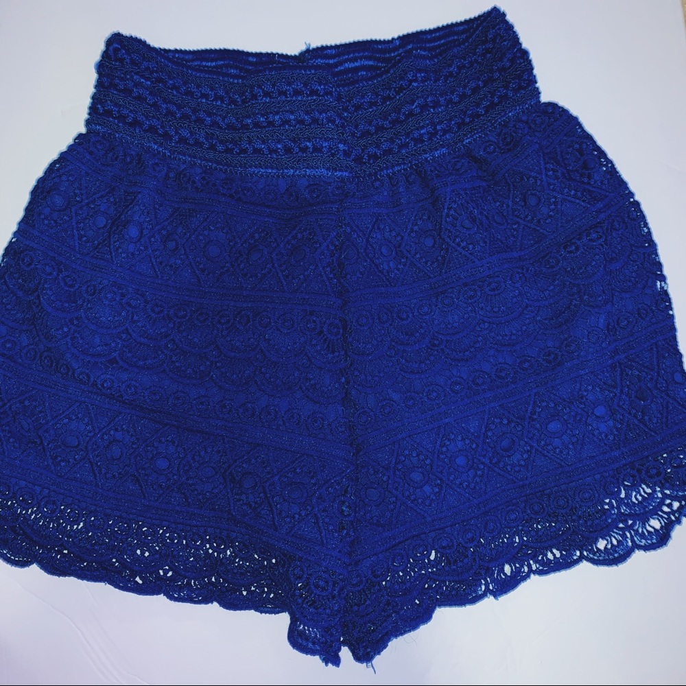 Royal Blue Lace Shorts